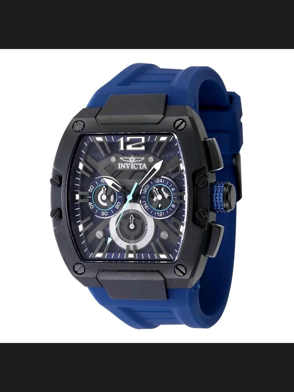 Invicta Black Case Blue Silicone Strap Chronograph Watch 43mm